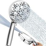 High Pressure Shower Head with Handheld - Voolan 10 Spray Settings Hand Held Shower Heads - 2 Power Wash for Tubs Tiles Walls Pets Cleaning (Chrome)