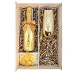 Gold Bottega Prosecco DOC 20cl Gift Set With Matching Sparkling Champagne Flute And Chocolates Fully Gift Boxed - Birthday Gifts for Prosecco Lovers (Metallic Bowl)