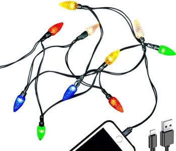 MACLARONX 2 Pack Christmas Light Phone Charger Cord Charging Cable USB-A to Light-ning 55"/10 LED Festive Bulb Cables Compatible with Phone/i 5~13/14 Plus Pro X XR XS Max Mini, Multicolor