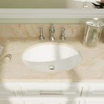 DeerValley 18"x 15" Ceramic Porcelain Oval Undermount Bathroom Sink with Overflow, DV-1U303 White Under Counter Vessel Sinks for Bathrooms