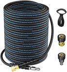 100 Ft Pressure Washer Hose, Power Washer Hose Attachment with 3/8'' Quick Connector, High Tensile Wire Braided Hose for Cold & Hot Water 4200PSI Kink Resistant Car Wash Hose with M22-14mm Adapter Kit