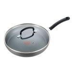 T-fal E91898 Ultimate Hard Anodized Nonstick Thermo-Spot Heat Indicator Deep Saute Pan Fry Pan with Glass Lid, 12-Inch,Black