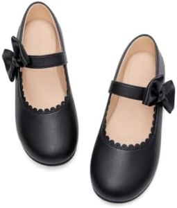 Coutgo Girls Mary Jane Dress Shoes Flower Girl Shoes Bow Ballet Flats