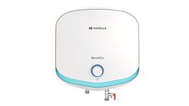 Havells Bianca 15 Litre Storage Wall Mount Water Heater | Temp. Knob, Glass Coated Tank, 5 Star Rated | Warranty: 7 Year On Tank, (Free Flexi Pipes, Installation & Shock Safe Plug) | (White)