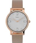 Timex Women's Transcend 34mm Watch, Rose Gold-Tone/Silver-Tone/Rose Gold-Tone, One Size, Modern