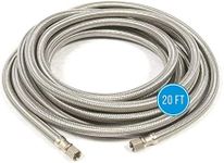 Refrigerator Icemaker Hose (20 FT) - Universal Fit to ALL Refrigerator Brands - Icemaker Water Supply Line - ¼” x ¼” Connections - SS Refrigerator Supply Hose for Ice & Water