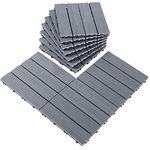 Cheston Interlocking Tiles I Wooden Floor Sheets I Interlocking Tiles for Indoor/Outdoor I Weather & Water Resistant I Flooring Solution I 12" X 12" Deck Tiles (Set of 12, Dusk Grey)