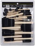 CONDA 50 Piece Assorted Foam Brush Set Wood Handle Paint Brush Set - Lightweight, Durable, Great for Acrylics, Stains, Varnishes, Crafts