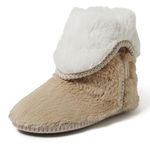 Dearfoams Women's Beth Furry Foldover Boot Slipper, Latte, Large