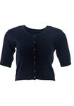 NICE WONDER Women's Wool Solid Half Sleeve Round Neck Saree Blouse. (36, Navy Blue)