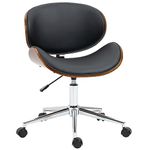 Vinsetto Home Office Chair, Faux Leather and Bentwood Computer Desk Chair with 360 Degree Swivel Wheels, Adjustable Height and Curved Seat, Black