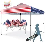 MFSTUDIO 10x10 Outdoor Pop Up Canopy Tent, Easy Set-up Straight Leg Folding Instant Shelter for Beach, Party and Camping, 100 Sq. Ft of Shade, American Flag