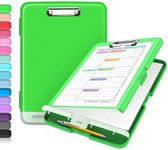 Sooez Clipboard with Storage, High Capacity Nursing Clipboards with Pen Holder, Heavy Duty Plastic Storage Clipboard with Low Profile Clip, Clipboard Folder Side-Opening, Smooth Writing for Office