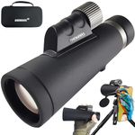 2023 New Andmars 12x56 ED High Power Monocular for Adults. Waterproof Telescope with Box, Phone Adapter and Tripod. FMC Coated & BAK4 Prism. for Birding Hiking Hunting. (Black)