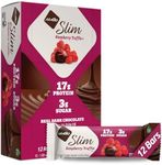 NuGo Slim Dark Chocolate Raspberry Truffle, 17g Protein, 3g Sugar, 6g Fiber, 170 Calories, Low Net Carbs, Gluten Free, 12 Count - (Package May Vary)