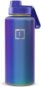 IRON °FLASK Camping & Hiking Hydration Flask with Spout, Wide Mouth Insulated Stainless Steel Sports Water Bottle - Aurora 32 oz - Spout (1 Lid)