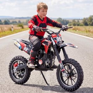 TAKEAUFLY 40CC Kids Dirt Bike, 4-Stroke Gas Powered Mini Motorcycle for Kids Ages 5-10, 25MPH Youth Off Road Dirt Bike with Dual Disc Brakes, Full Suspension, No Oil Mixing, Easy Start (Red)