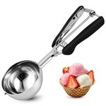 TJ POP Large Ice Cream Scoop 8cm – Stainless Steel Cookie Scoop with Easy Trigger Release, Good Grip for Ice Cream, Melon Balls, Meatballs and Mashed Potato