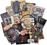 Vilikya Dark Academia Junk Journal Supplies, Vintage Skull Decoupage Paper for Scrapbook Kit, 45pcs Astrology Ephemera for Junk Journals, Mushroom Plant Materials for Room Decor Wall Collage Kit