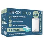Dekor Plus Diaper Pail Biodegradable Refills | Most Economical Refill System | Quick and Simple to Replace | No Preset Bag Size - Use Only What You Need | Exclusive End-of-Liner Marking | 4 Count