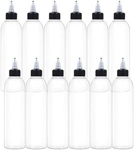 EOSAU 12Pcs 8oz Squeeze Bottles with Black Twist Top Cap, 60ml Clear Dispensing Bottles, Empty Refillable Bottle for Hair Oil Inks, Crafts, Liquids