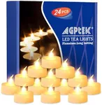 AGPTEK Timer Flickering Tea Lights 24 Pack Flickering LED Candles with Timer Battery Operated Flameless Tealight Candles for Wedding Holiday Party Home Decoration Warm White