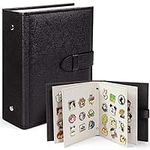 Enamel Pin Display Book, Portable Pin Trading Book, to Display and Trade Your Disney Pins, 42 Pin- Capacity, Leather Pin Holder, Fits Rubber Pin Back, Black
