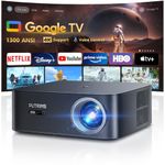 【Netflix Disney+ Licensed in Google TV】Projector 4K Support,1400ANSI Smart Auto Focus/Keystone FHD 1080P Projector Google Voice Control,WiFi6 Bluetooth 50% Zoom Video Projectors for Bedroom Outdoor