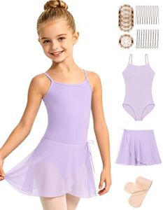 Sanmsoner Girls Ballet Leotard with Dance Skirt Tights(ZH269008-09-XL)