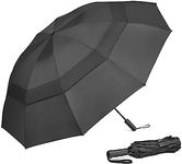 G4Free 46 Inch Large Compact Golf Umbrella Windproof 10 Ribs Reverse Travel Umbrella for Rain Double Canopy Vented Umbrella Automatic Open Close (Black)