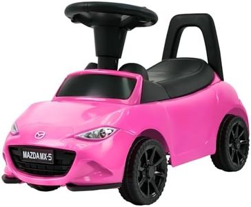 Kids Push Car for Toddlers, Licensed Mazda Toddler Car, Ride on Toy with Horn, Music, Lights, Under Seat Storage- Pink