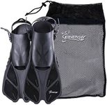 Seavenger Torpedo Swim Fins | Travel Size | Snorkeling Flippers with Mesh Bag for Women, Men and Kids (Black, L/XL)