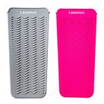 Lessmon 2 Lessmon Heat Resistant Silicone Mat Pouches For Flat Iron,Curling Iron,Straightener,Hot Hair Tools,Grey&Pink