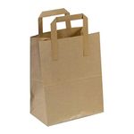 The Paper Bag Company Brown Paper Carrier Bags with Flat Handles, Pack of 25