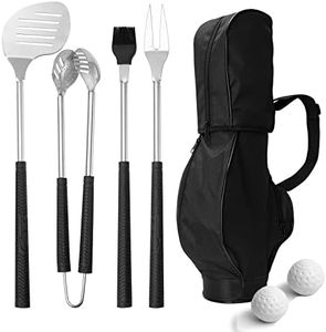 Golf Club 7 Pcs BBQ Tools Gift Set - Father's Day Birthday Gifts for Men Dad, Grill Accessories - for Camping Stainless Steel Utensils Set - Stainless Steel Grilling Birthday Hiking Outdoor Storage