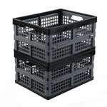 Neadas 16 L Plastic Collapsible Flat Storage Crate Box Folding Basket, Deep Grey and Black, 2 Packs