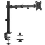 VIVO Single Large Monitor Arm Desk Mount, Holds Screens up to 45 inch Ultrawide, Fully Adjustable Stand with C-Clamp and Grommet Base, VESA 75x75mm or 100x100mm, Black, STAND-V149