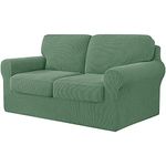 Sofa Cover Stretch Sofa Slipcover 2 Seater with 2 Backrest and 2 Seat Cushion Covers Separate Furniture Protector Loveseat Cover 145-178cm 5 PCS (Gray-green)