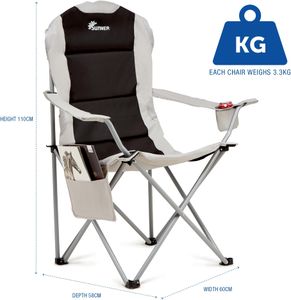 SUNMER Padded Camping Chairs Set of 2 – Foldable Outdoor Seats