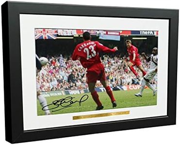 Foto autografiada de Steven Gerrard "2006 FA Cup Goal" 12 x 8 pulgadas, tamaño A4, firmada del Liverpool FC, marco de fotos, póster de regalo de fútbol