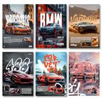 Fit-in Trends Pack of 6 - Car Posters 8x12 inch (A4 Size) 300 GSM | Car Aesthetic - Sports Car Posters - Porsche Posters - Race Car Posters - Posters Wall Art For Bedroom, Living room