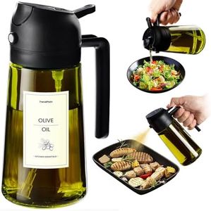 TrendPlain - Original 16oz/470ml Olive Oil Dispenser Bottle for Kitchen Gadgets and Air Fryer Accessories - Olive Oil Sprayer for Cooking w/Stickers - Black