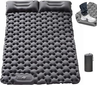 Double Sleeping Pad for Camping,Upgraded Inflatable Ultra-Thick Self Inflating Camping Pad 2 Person with Pillow Built-in Foot Pump Camping Sleeping Mat for Backpacking (Gray)