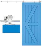 CCJH 152CM/5FT Stainless Steel Sliding Barn Door Hardware Kit Track Roller Closet Accessory for Single Door T Shape