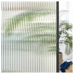 Lifetree Reeded Glass Window Film: Bathroom Privacy Film for Glass Windows Decorative Frosted Window Film UV Sun Blocker for Door Office, 45 * 200cm