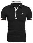 COOFANDY Men's Short Sleeve Polo Shirt Classic T-Shirt Golf Poloshirt Embroidery Tops Black L