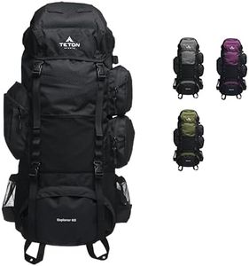 Teton 65L Explorer Internal Frame Backpack for Hiking, Camping, Backpacking, Rain Cover Included