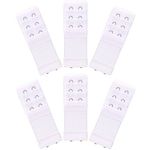 6 Pieces Women's Soft Comfortable Elastic Bra Extenders Bra Extension Strap 3 Hook 3 Row Lady's Bra Extender Bra Band White