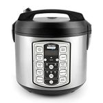 Aroma Housewares ARC-5000SB Digital Rice, Food Steamer, Slow, Grain Cooker, Stainless Exterior/Nonstick Pot, 10-cup uncooked/20-cup cooked/4QT, Silver, Black