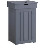 Function Home Trash Can Cabinet, 13 Gallon Kitchen Garbage Can, Wooden Recycling Trash Bin, Freestanding Dog Proof Trash Can, Farmhouse Trash Cabinet with Lid for Home Kitchen Bedroom, Grey
